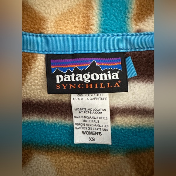 🌟HP🎉Patagonia Synchilla Snap T Fleece in Brown & Teal Guatemalan Tango Print - Picture 7 of 9